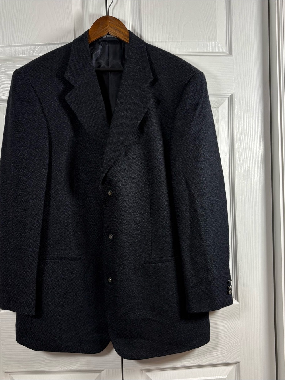 Bernhard Altmann Couture 42L 100% Lambswool Blue Black Flecked Sport Coat Blazer